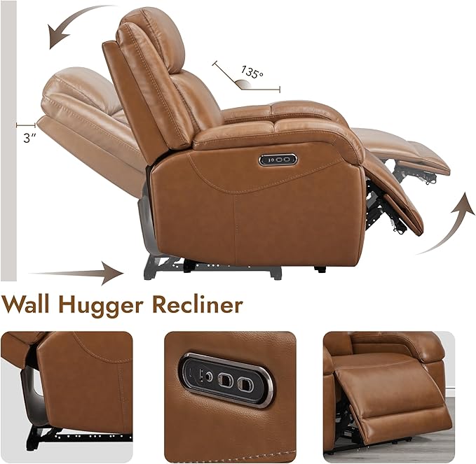 wall hugger recliner brown color whatson and whiltely